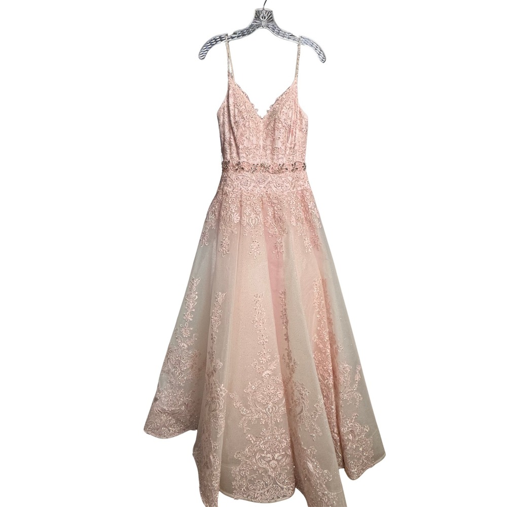 Ellie Wilde Mon Cheri Size 4 Pink Beaded Lace Gown Winter Formal Fairycore